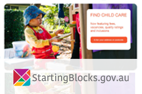 StartingBlocks.gov.au homepage with logo overlaid