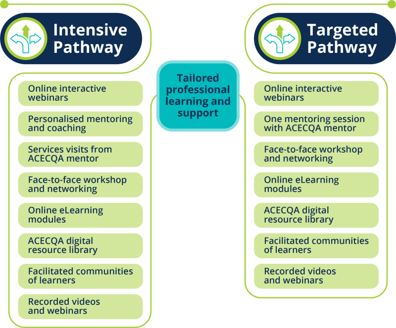 diagram showing learning methods for the intensive and targeted pathways