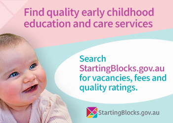 Baby smiling with Starting Blocks ad campaign