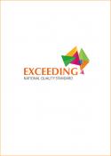 A white card with exceeding logo in the middle, reading Exceeding National Quality Framework