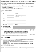 Prohibition notice declaration for prospective staff members template thumbnail image