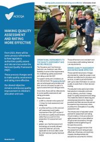 Information Sheet – Making quality assessment and rating more effective