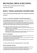Belonging, Being and Becoming: The Early Years Learning Framework – Information for families (Word) cover image 