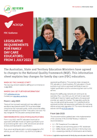 Information sheet - Legislative Requirements for family day care educators from 2023 cover